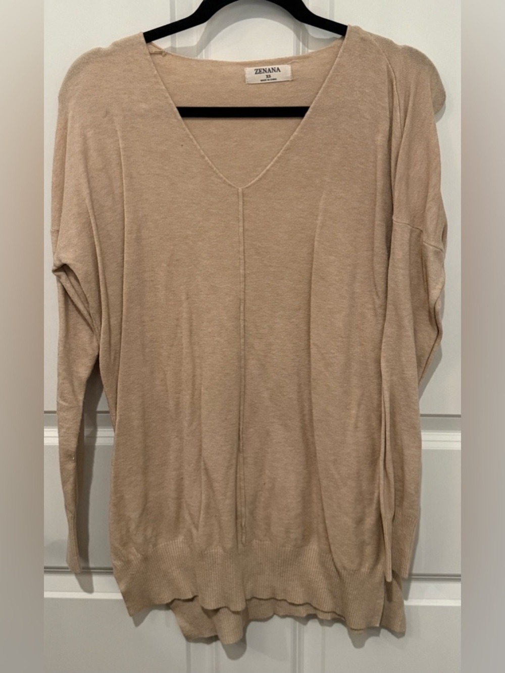 Zenana Beige V-Neck Lightweight Sweater